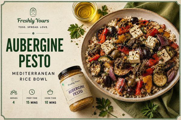 AUBERGINE PESTO MEDITERRANEAN RICE BOWL