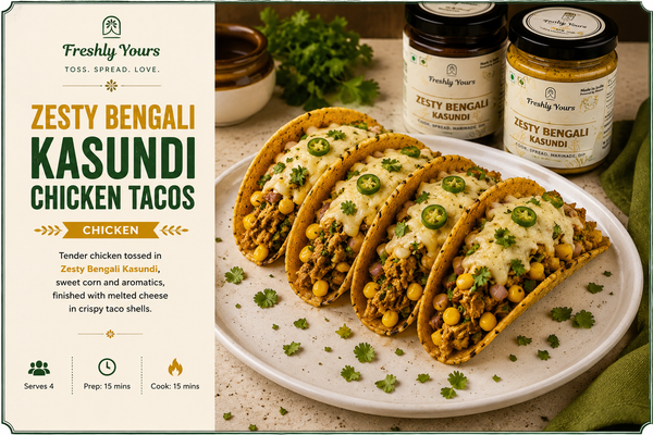 ZESTY BENGALI KASUNDI CHICKEN TACOS